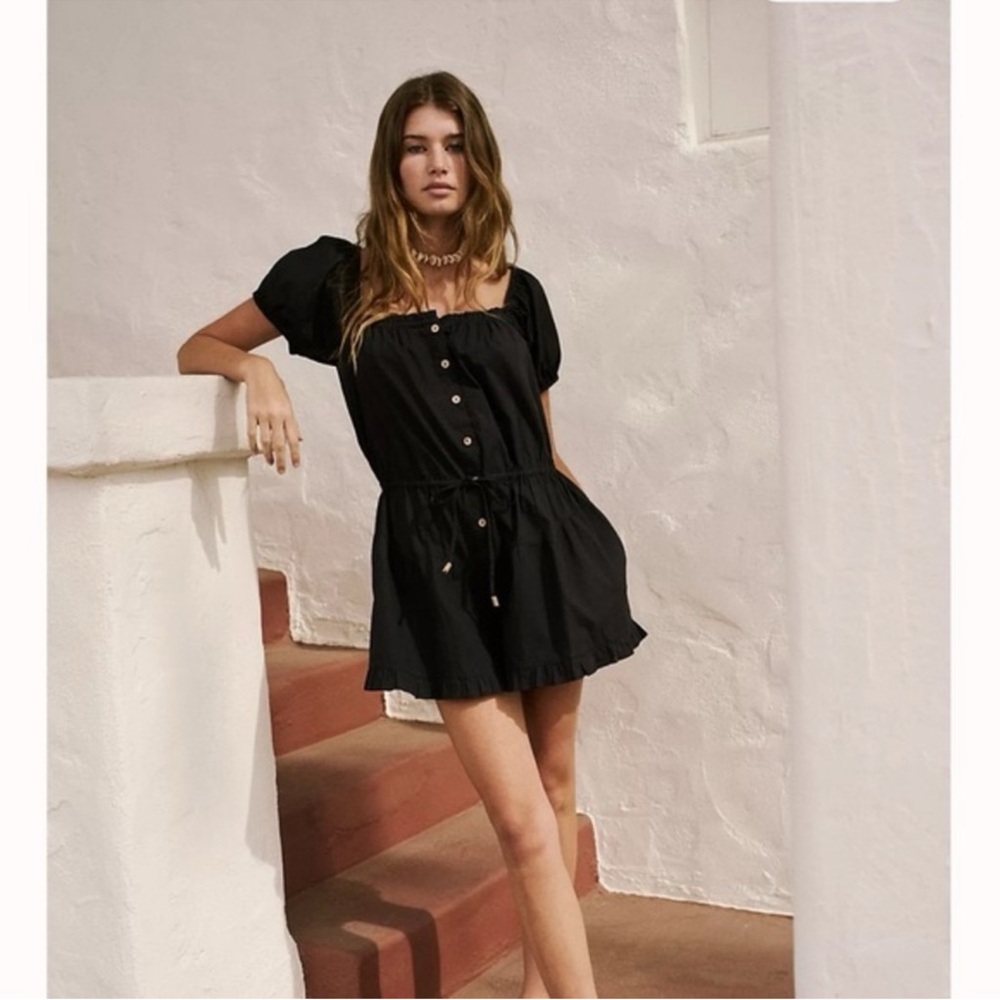 Free People Black Button-Up Romper - Picture 2 of 4